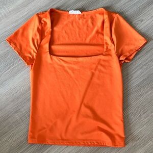Orange Square Neck Women's Top